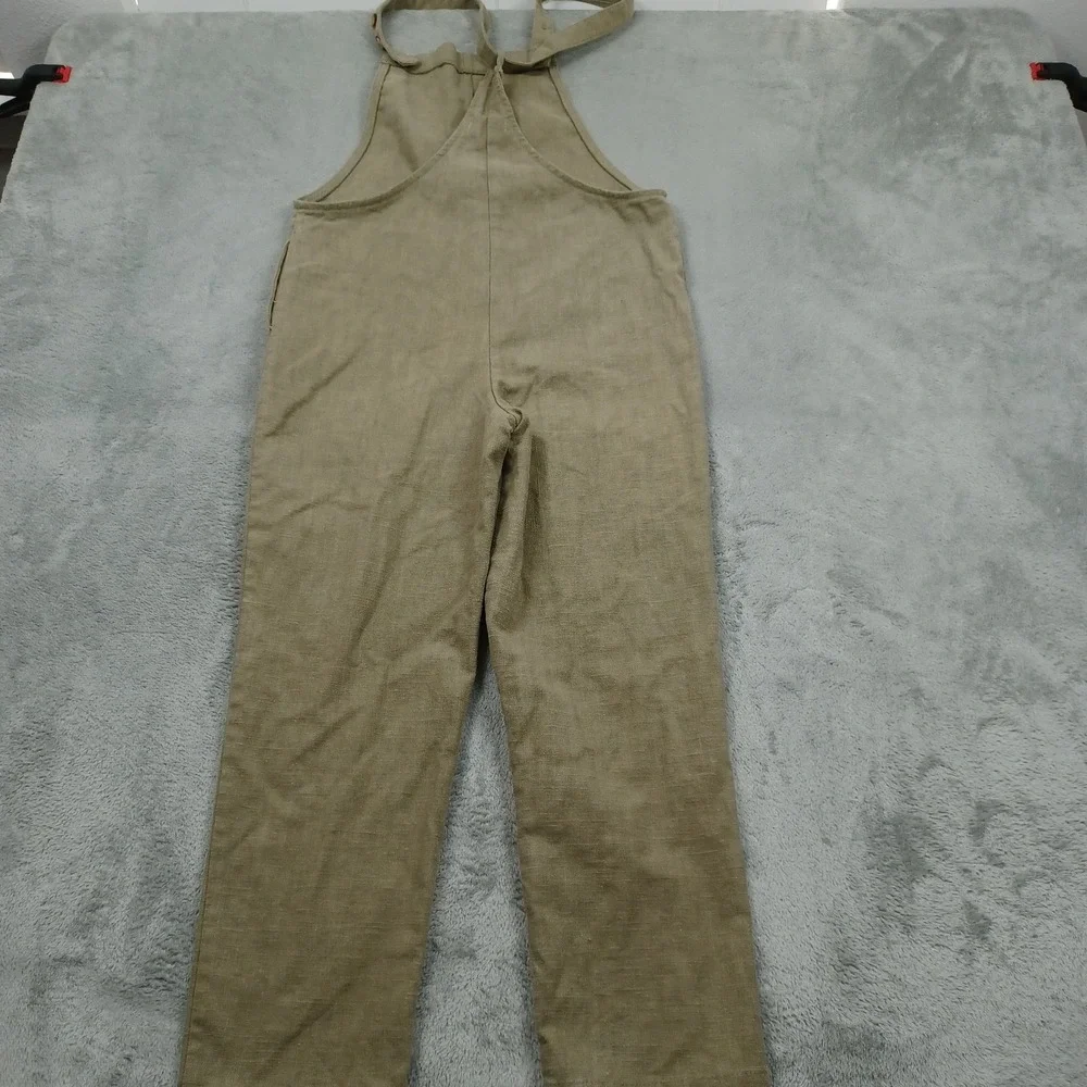 Miou Muse Overalls Womens Small Brown Linen‎ Blend Jumpsuit Pockets Adjustable - Picture 6 of 9